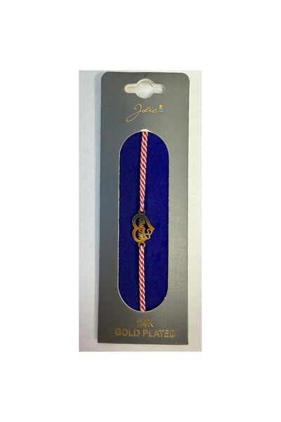 JOLIE 24k Gold Plated Bracelet, Red String, Model 8