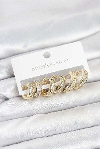 Inure Jewelry 316L Steel Gold Color Waterway Hoop Earring Set