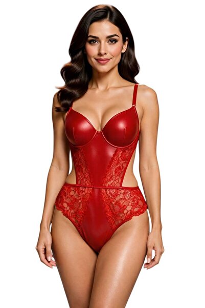 inspira lingerie Дантелено кожено каки прозрачно боди с копчета