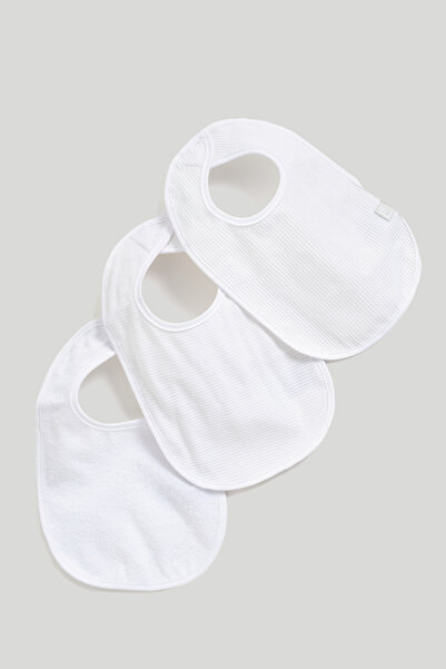 MOTHERCARE 3Lü Beyaz Dokulu Bebek Önlüğü