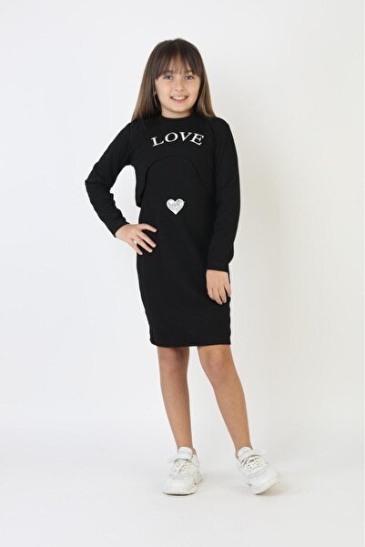 ARBİ kids Girl's Black Crop and Strap Stylish Dress