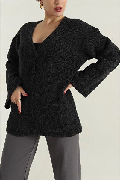 My Blog Anthracite Double Pocket Cardigan - 04622