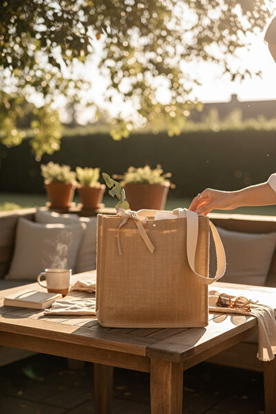Aronella Organics Natural Jute Straw Handbag - Stylish Daily Handbag with Bow...