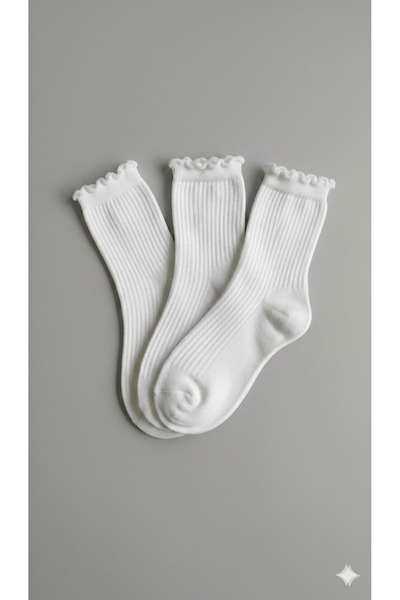 MODA KADIN FIRFIRLI BEYAZ GÜNLÜK ÇORAP