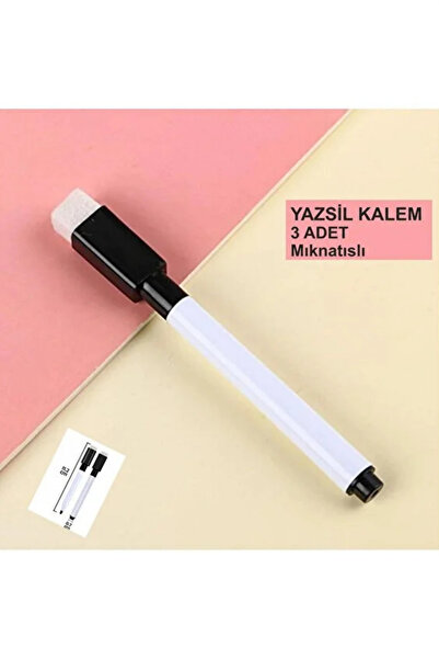 NaSaDAN Mıknatıslı Silinebilir Yazı Tahtası Kalemi 3’lü Yaz Sil Kalem Seti