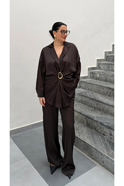 My Blog Brown Buckle Shirt and Pants Set - 51240