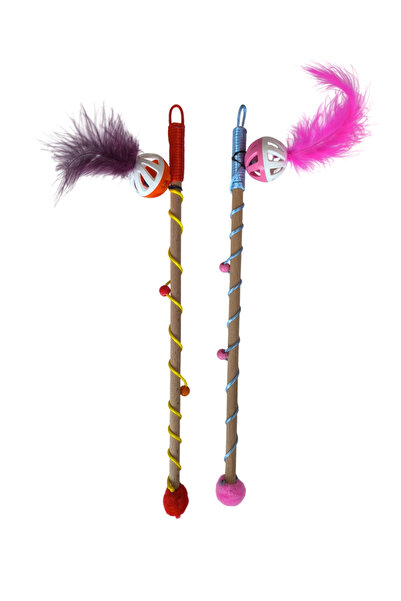 CT STONES Caramel Sound Making Furry Cat Fishing Rod 40-50 cm Colorful