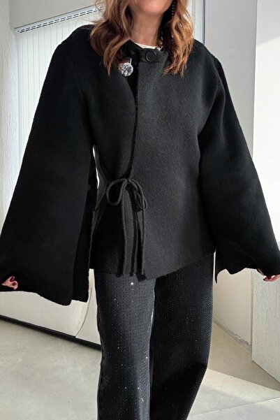 ELVAN TOLON Black Kimono Knitwear Jacket