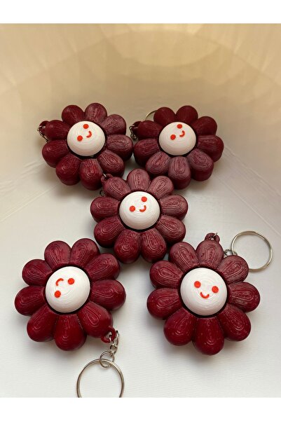 librescraft Smiling Face Flower Pattern Click Keychain Charm Color Can Be Con...