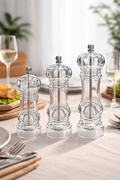 Kitchen Line Gourmet Crystal 3-Piece Salt and Pepper Mill 15cm 18cm 20cm