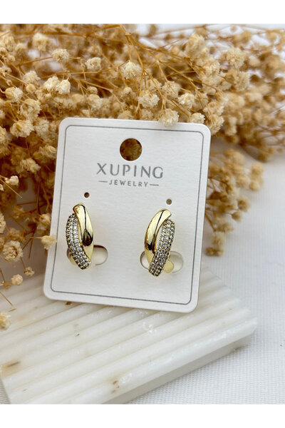 Butik XUping 14K taşlı Sarmal Küpe