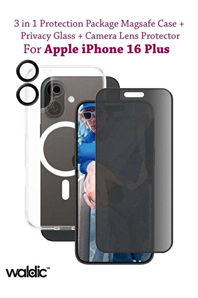 Generic مجموعة واقي شاشة زجاجي فاخر لحماية الخصوصية لهاتف آيفون 16 بلس من آبل...