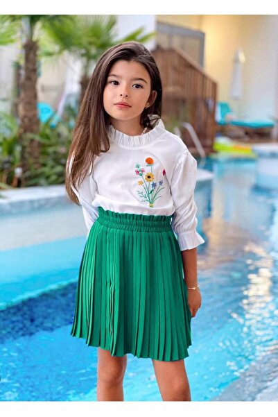 ARBİ kids Set elegant din două piese pentru fete, cu fustă cu volane și impri...