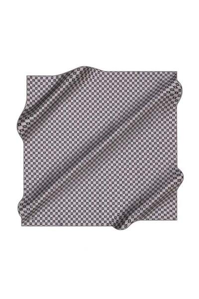 Aker Μεταξωτό Φουλάρι - 8991713-972- Ασημί Μαύρο Τουίλ