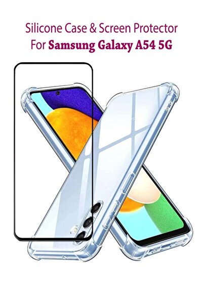 Generic Samsung Galaxy A54 Silicone Protective Back Case Cover With Tempered ...