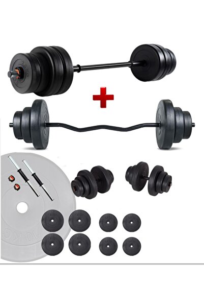FeyzaDesign 38 Kg Z Bar ve Dambıl Seti, Fitness ve Egzersiz Ağırlık Seti