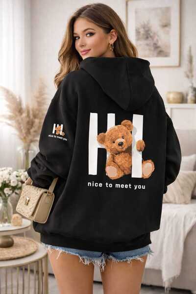 DİVİN Women's Printed Sweatshirt Quality Fabric Oversized Cut