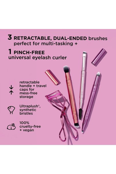 Real Techniques Double Time Brush + Lash Kit, 4 Piece Set