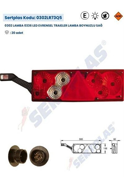 ÖLMEZ OTO YEDEK PARÇA TIR DORSE STOP LAMBASI LED BOYNUZLU SOKETLİ SAG