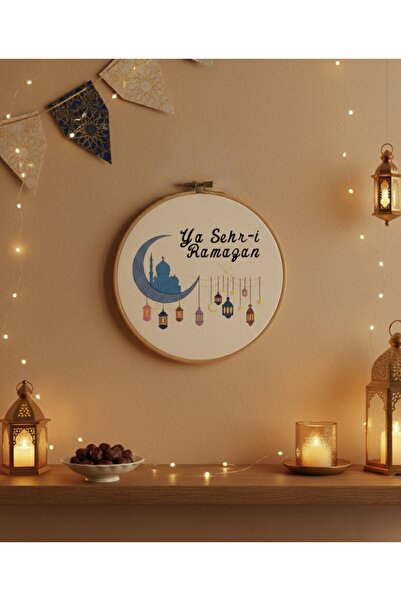 Sanatsal Nakış Nakışlı Hoşgeldin Ramazan Ahşap Kasnak Tablo Ya Şehri Ramazan ...