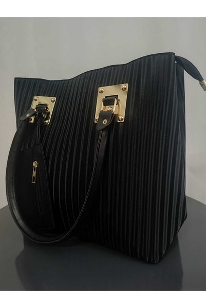 elaa aksesuar Black Women's Bag with Line Pattern and Card Holder