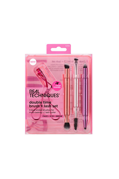 Real Techniques مجموعة فرشاة الرموش المزدوجة + طقم الرموش، 4 قطع