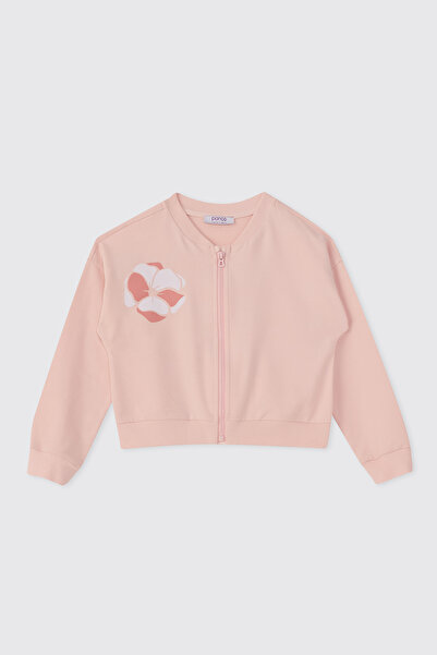 Panço Kız Çocuk Baskılı Pembe Sweashirt