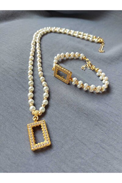 GEZERGOLD TAKI külçe gram uyumlu incili dorikalı bileklik kolye 60cm