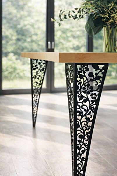 OMG Set of 4 metal table legs, decorative floral design, CNC cut – Made in Ro...