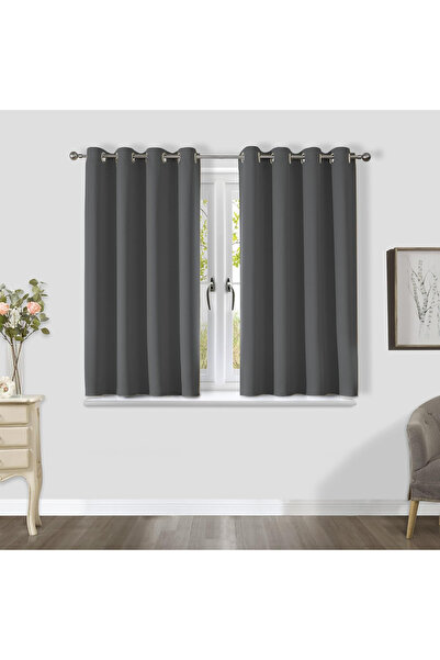 CUCRAF Thick curtains 137 cm high, 117 cm wide, gray, set of 2 pieces