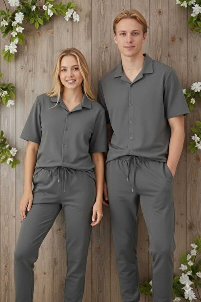 ALİ.COM SET DE 2 PIESE: CĂMAȘĂ ȘI PANTALONI SCURȚI DIN ȚESĂTURĂ BÜRÜMCÜK KRİNKIL