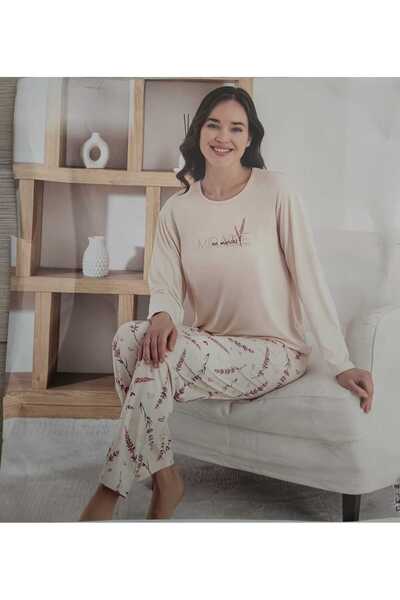 Pijamoni Women's Milan Fabric Long Sleeve Pajamas Set 7600