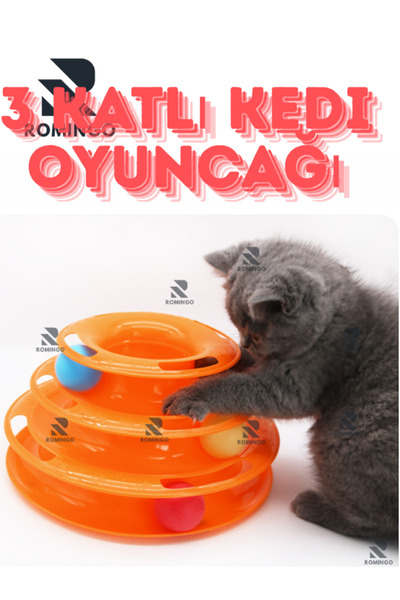 Romingo Kedi Oyuncağı 3 Katlı Kedi Oyuncağı Kedinizin Yeni Favorisi! İnterakt...