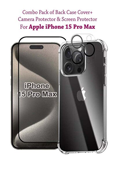 Generic مجموعة حماية شاشة زجاجية مقسّى لهاتف آيفون 15 برو ماكس من آبل - شفاف/...