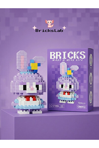 Bricks Mini StellaLou Sevimli Mor Tavşan Yapboz 3D Puzzle Figür