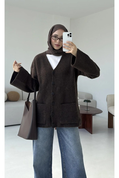 My Blog Brown Double Pocket Cardigan - 04622