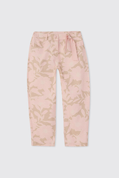 Panço Kız Çocuk Desenli Pembe Pantolon