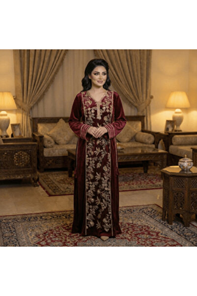 alqarat "Royal" Velvet Galabiya with Luxury Floral Embroidery