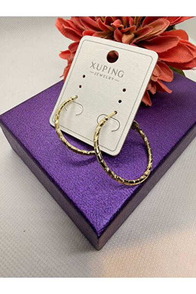 XUPING JEWELRY KUYUMCU SERİ 14K RENGİ TIRTIKLI ÇELİK HALKA KÜPE