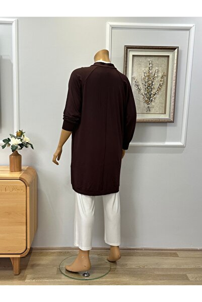 FFK TESETTÜR GİYİM Tesettür Hirka 95 cm Viscose Quality Combed Cotton Dark Brown