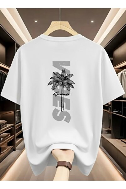 FUFLUNS Vibes Back Printed Oversized Crewneck Unisex T-Shirt