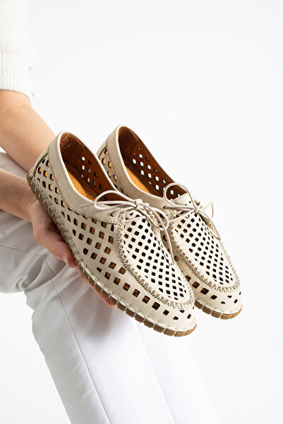 dabab shoes VIRENA Pantofi de damă, bej, din piele naturală, cu șireturi, cu ...