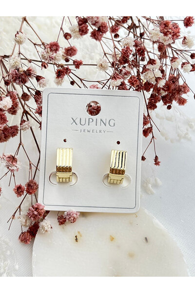 Butik XUping 14K Köşeli Kalın Halka Küpe Hafif