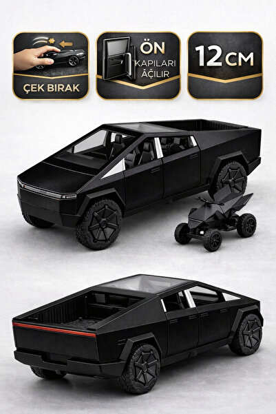 YILDIRIM OYUNCAK Die Cast Çek Bırak Metal Model Araba ATV'li Tesla Cybertruck...