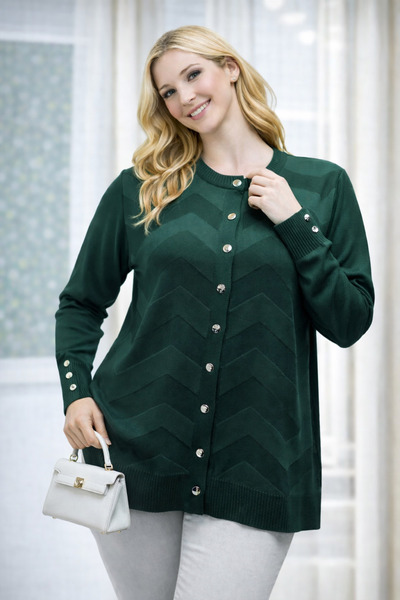 Elçelya Moda Women's Elegant Model Zigzag Patterned Buttoned Mercerized Mothe...