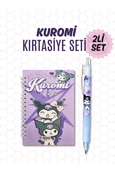 Ceylan Kırtasiye 2li Kuromi Not Defteri ve 0.7 mm Uçlu Versatil Kalem Seti, K...