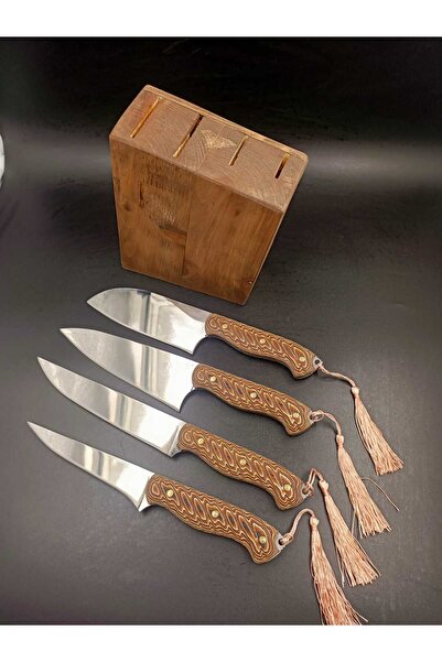 yatagan Standlı 4lü Şef Bıçağı Seti