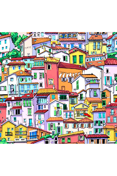 Novinqa Old Town Desenli Baskılı Kumaş