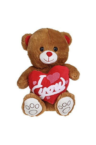OEM Teddy bear, brown, red heart with white message, 40 cm, Valentine's Day