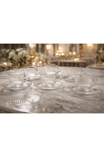 Paşabahçe Set of 6 Glass Cups & Set for Hot Tea and Nescafe Presentations